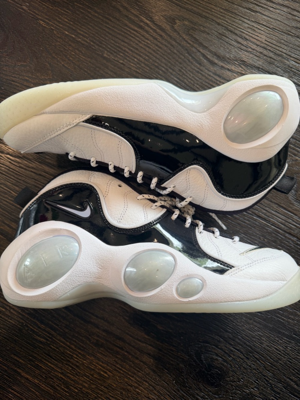 Nike Air Zoom Flight 95 Men's Shoes Black Patent/Football Grey size 10.5